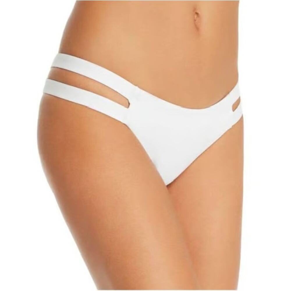 Tavik Women White Chloe Side Strap Low Rise Moderate Swim Bikini Bottom Size L